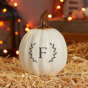 Laurel Initial Personalized Monogram Pumpkins - Small Cream - 27461-SC