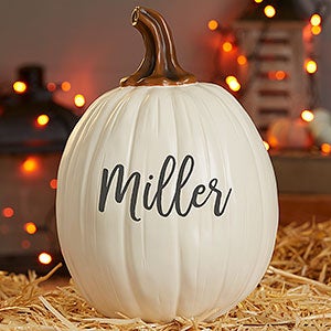 Seasonally Script Personalized Pumpkins- Large Cream - 27462-LC