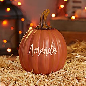 Fall Seasonally Script Personalized Pumpkins - Small Orange - 27462-S