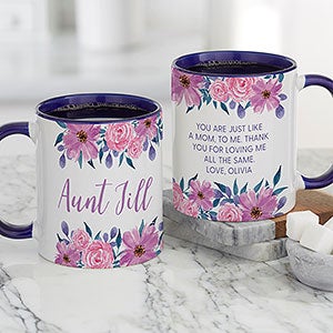 Feminine Florals Personalized Mom Coffee Mug 11 oz.- Blue - 27464-BL