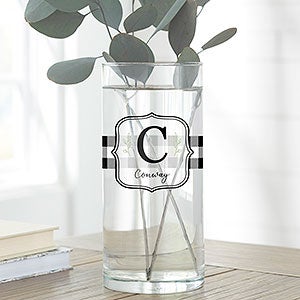 Black & White Buffalo Check Personalized Cylinder Glass Flower Vase - 27467