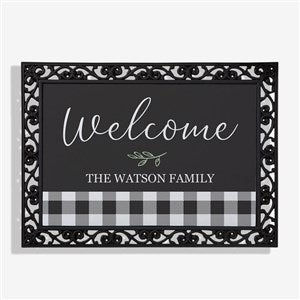 Black  White Buffalo Check Personalized Doormat- 18x27 - 27468-S