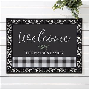 Black  White Buffalo Check Personalized Doormat- 18x27 - 27468-S