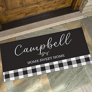 Black  White Buffalo Check Personalized Doormat 24x48 - 27468-O