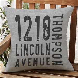 Rustic Address Personalized Outdoor Throw Pillow- 20”x20” - 27474-L