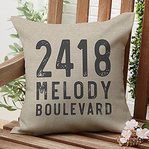 Rustic Address Personalized Outdoor Throw Pillow- 16”x 16” - 27474