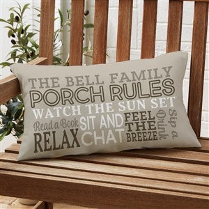 Porch Rules Personalized Lumbar Outdoor Throw Pillow - 12x22 - 27477-LB