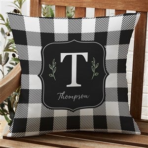 Black & White Buffalo Check Personalized Outdoor Throw Pillow - 20x20 - 27481-L