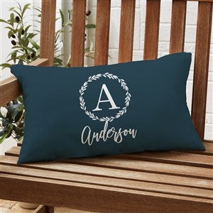 Laurel Monogram Personalized Lumbar Outdoor Throw Pillow - 12x22 - 27483-LB