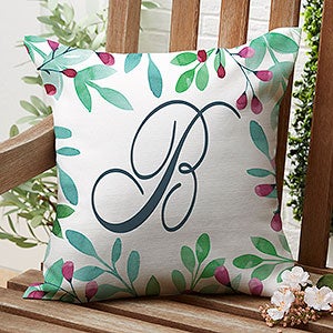 Spring Floral Personalized Outdoor Throw Pillow - 16x16 - 27486