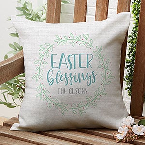 Easter Blessings Personalized Outdoor Throw Pillow - 16x16 - 27489