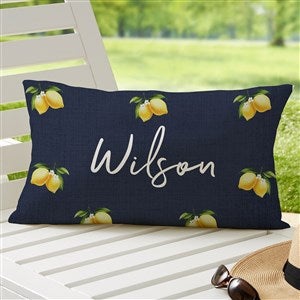 Lovely Lemons Personalized Lumbar Outdoor Throw Pillow - 12” x 22” - 27494-LB
