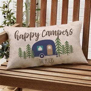 Happy Campers Personalized Lumbar Outdoor Throw Pillow - 12x22 - 27498-HC-LB