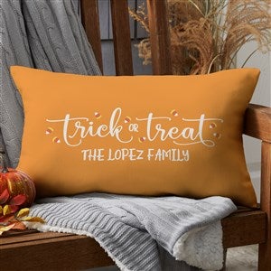 Trick or Treat Personalized Lumbar Outdoor Throw Pillow - 12x22 - 27502-LB