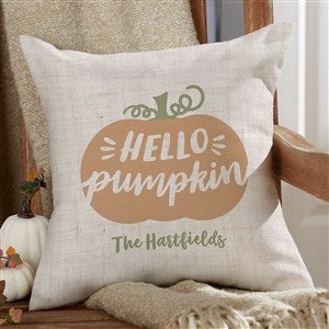 Hello Pumpkin Personalized Outdoor Throw Pillow- 16”x 16” - 27505