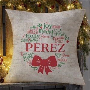 Merry Mistletoe Wreath Personalized Outdoor Throw Pillow - 20x20 - 27509-L