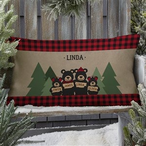 Holiday Bear Family Personalized Lumbar Outdoor Throw Pillow - 12x22 - 27510-LB