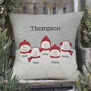 Snowman Family Personalized Outdoor Throw Pillow - 20x20 - 27511-L