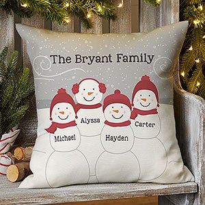 Snowman Family Personalized Outdoor Throw Pillow - 16x16 - 27511