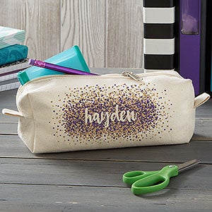 Personalized Pencil Case ~ Food Pun Canvas Pouch ~ Custom Name Pouch ~ Zipper Bag w Lining /& Pocket Dividers ~ Kids Pencil Case