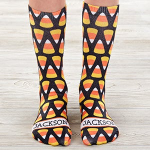 Candy Corn Personalized Halloween Kids Socks - 27605