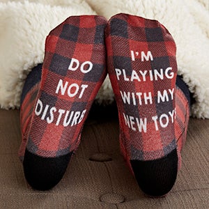 Buffalo Plaid Personalized Kids Christmas Socks - 27607