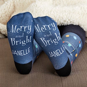 Merry & Bright Personalized Kids Christmas Socks - 27610
