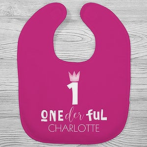 Onederful Girl First Birthday Personalized Baby Bib - 27634-B