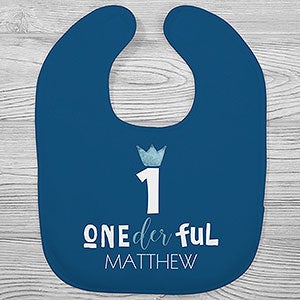 Onederful Boy First Birthday Personalized Baby Bib - 27636-B