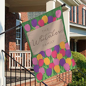 Tulip Garden Personalized House Flag - 27653