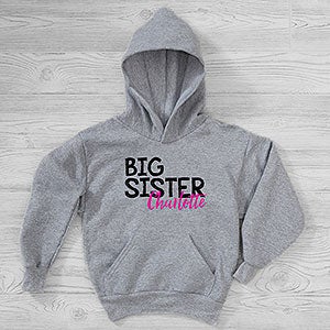Big Sister Little Sister Personalized Kids Hooded Sweatshirt - 27689-YHS