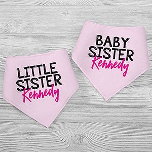 Little Sister Personalized Bandana Bibs- Set of 2 - 27693-BB