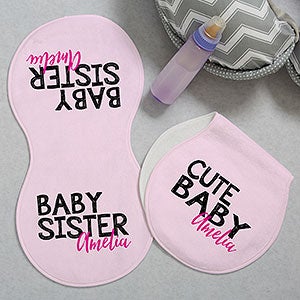 Little Sister Personalized Burp Cloths - Set of 2 - 27695