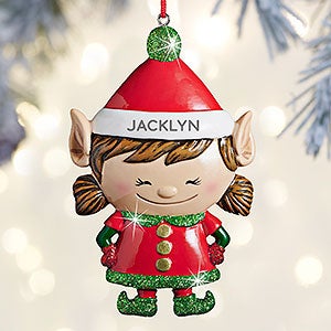 Girl Christmas Elf<sup>©</sup> Personalized Ornament - 27723
