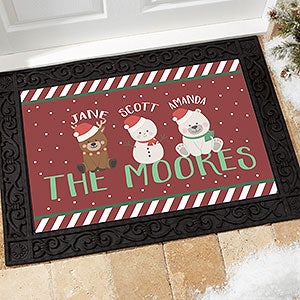 Holly Jolly Characters Personalized Doormat- 18x27 - 27733