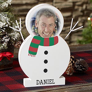 Photo Face Personalized Wooden Snowman - 9.5 inch - 27738-L