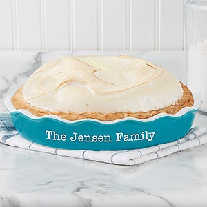 Personalized Classic Ceramic Pie Dish - Turquoise - 27762T-C