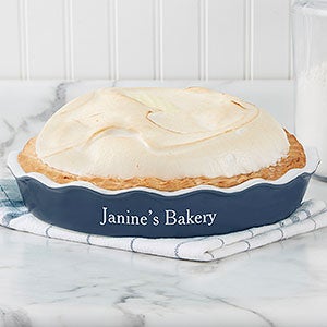 Personalized Classic Ceramic Pie Dish- Navy - 27762N-C