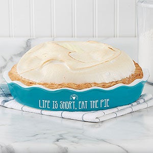 Made with Love Personalized Ceramic Pie Dish - Turquoise - 27763T-C