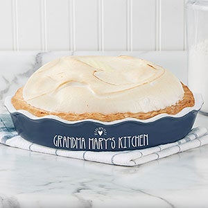 Made with Love Personalized Ceramic Pie Dish - Navy - 27763N-C