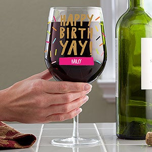 Birthday Sprinkles Personalized Whole Bottle Oversized Wine Glass - 27767