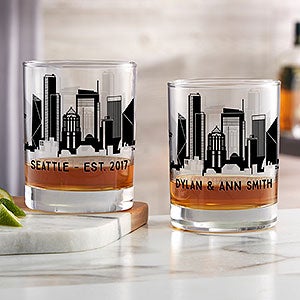 Seattle 14oz. Personalized Printed Whiskey Glass - 27785