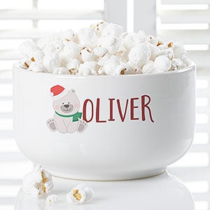 Holly Jolly Characters Personalized 14 oz. Polar Bear Snack Bowl - 27797-PL