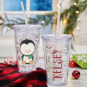Holly Jolly Characters Personalized Insulated Penguin Tumbler - 27801-P