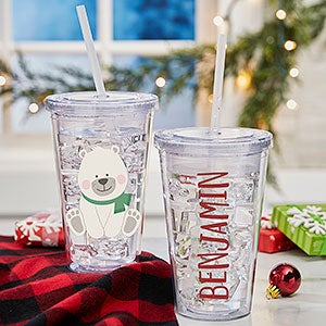 Holly Jolly Characters Personalized Insulated Polar Bear Tumbler - 27801-PL