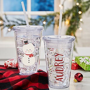 Holly Jolly Characters Personalized Insulated Snowman Tumbler - 27801-S