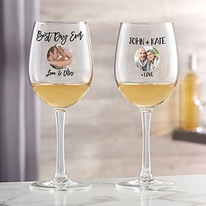 Photo Message For Couple Personalized White Wine Glass - 27803-W