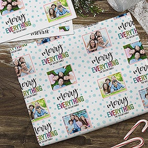 Merry Everything Personalized Photo Wrapping Paper Sheets - Set of 3 - 27808-S