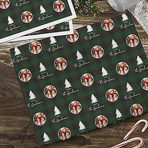 Christmas Plaid Personalized Photo Wrapping Paper Sheets - 27810-S