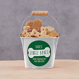 Jingle Bones Personalized Christmas Dog Treat Mini Bucket - White - 27821